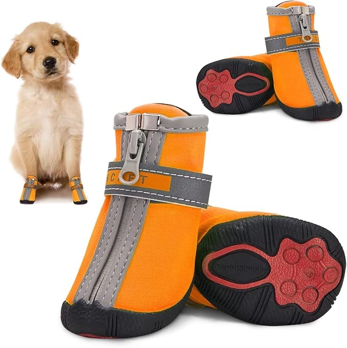 KUTKUT Waterproof Dog Booties Paw Protector