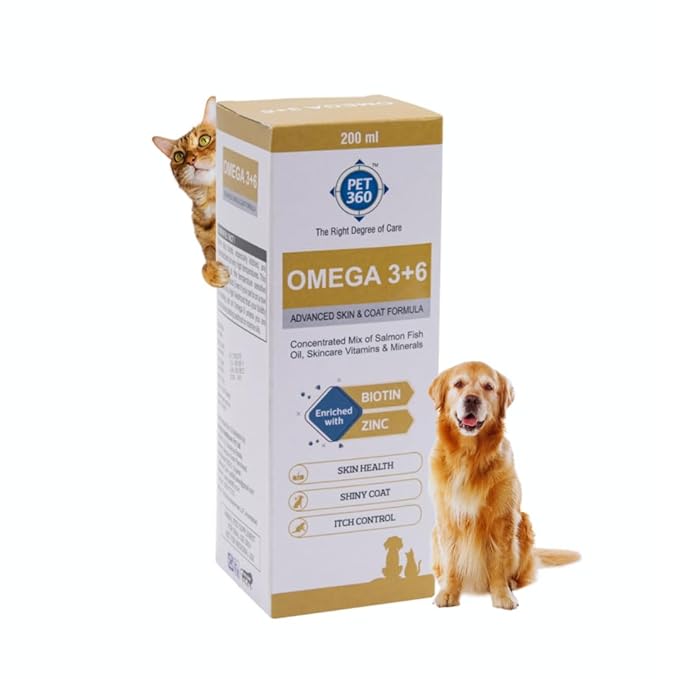 PET360 Omega 3+6 Concentrated Salmon Fish Oil for Dogs